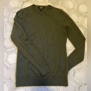 Lord & Taylor Soft Extra Fine Merino Wool Long Sleeve Deep Olive Green